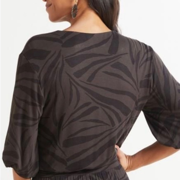 NEW Z Supply zebra print Top Clara Tropical Wrap Top Black Blouse Safari Evereve - Picture 4 of 11